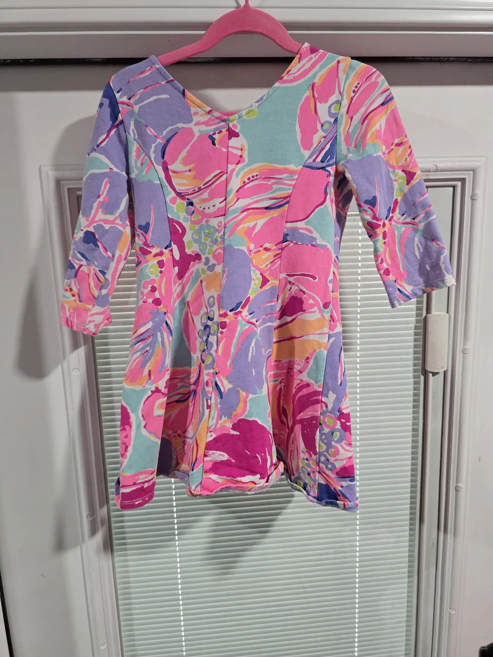 Lilly Pulitzer Pink Multicolor Floral A-Line Knit Dress
